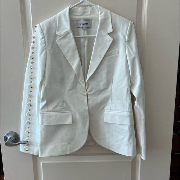 NWOT 10 Crosby Derek Lam Studded Scalloped Sleeve Jacket Blazer - Picture 1 of 16